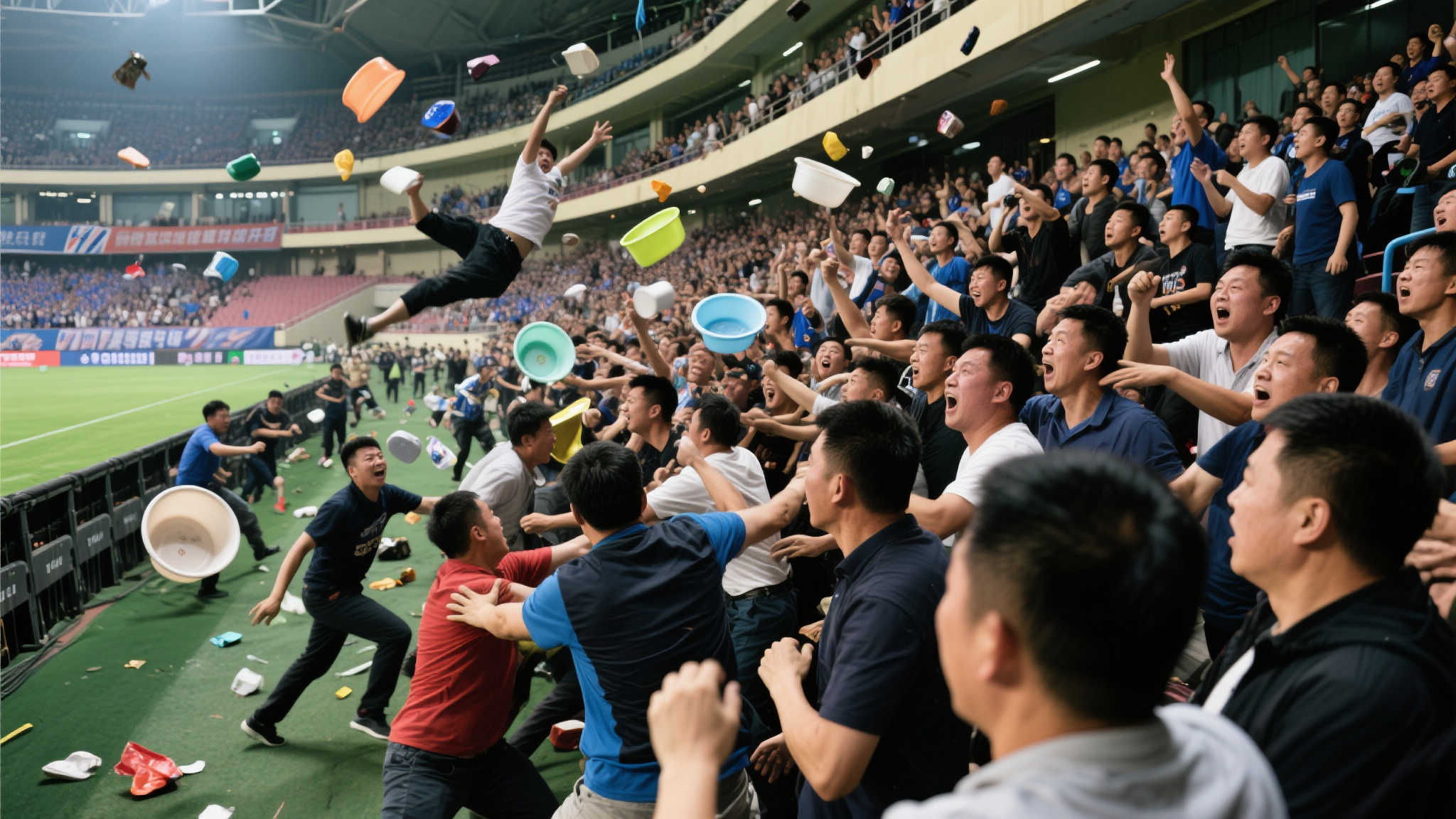 当现场出现斗殴状况时，与其说观众是旁观者，倒不如说